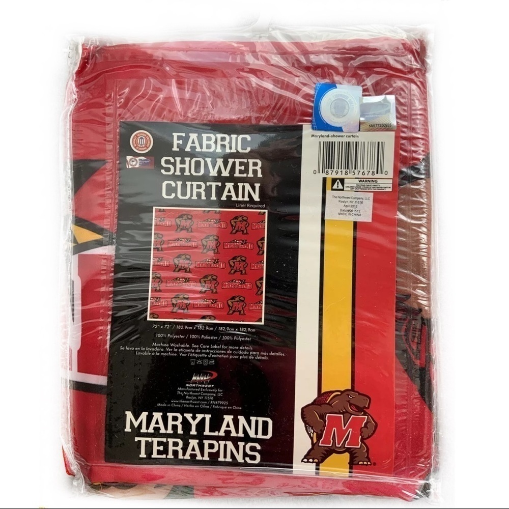 Maryland Terrapin Fabric Shower Curtain Maryland University Terps 72 X 72